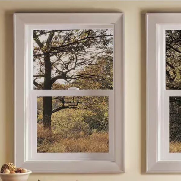 47.5 in. x 59.5 in. V-2500 Series White Vinyl Single Hung Window with Fiberglass Mesh Screen
