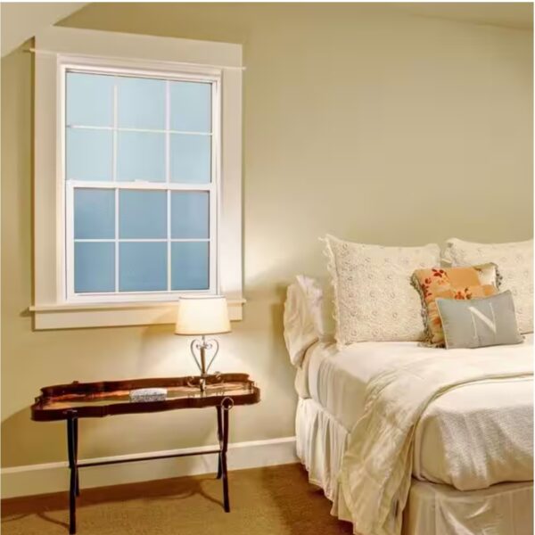 36 in. x 48 in. White Double-Pane Insulated Glass Vinyl Single Hung Window with Grids and Screen